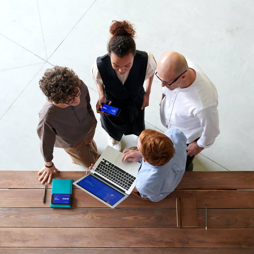 Business colleagues discussing ideas during a team meeting