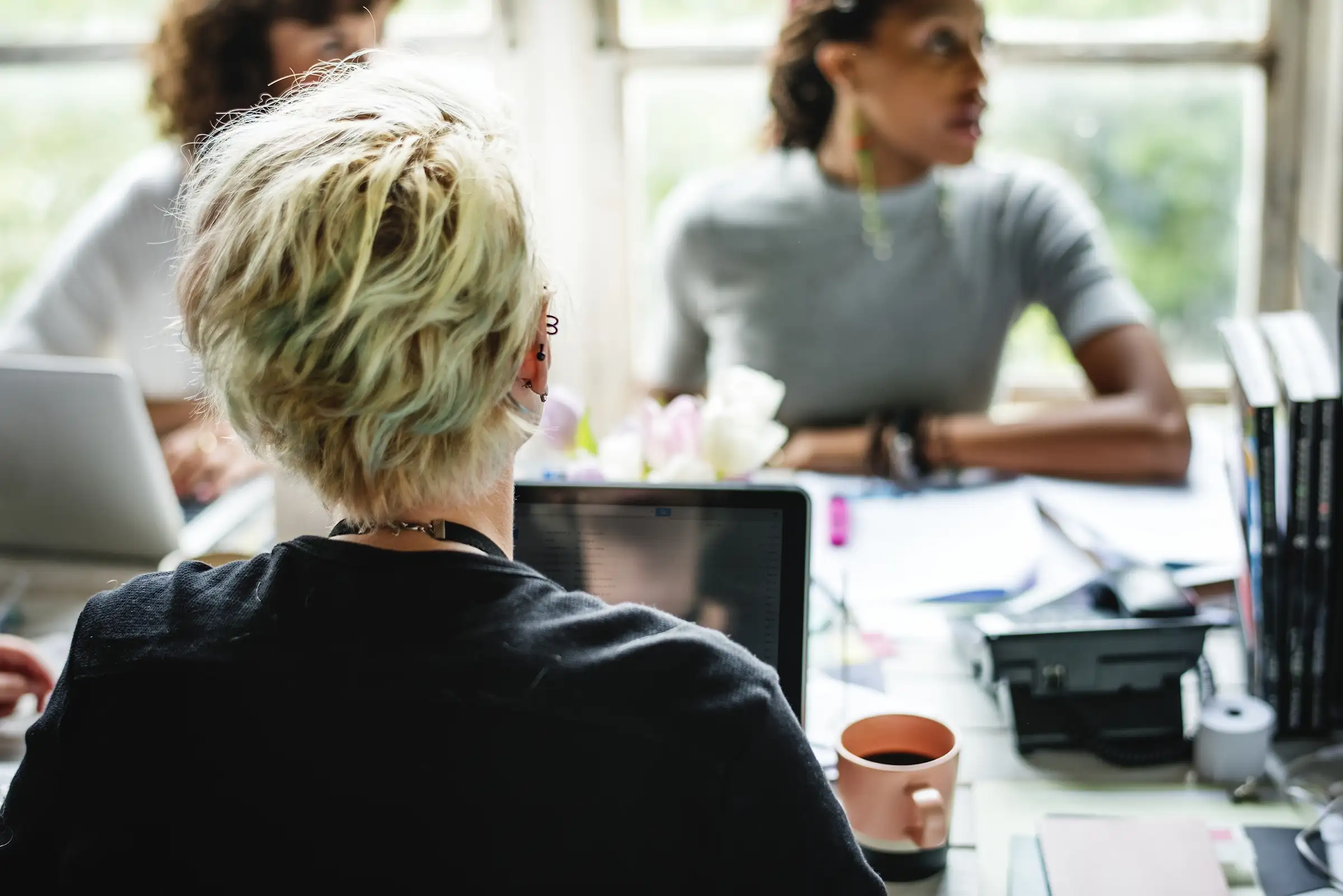 Business team collaborating around a table